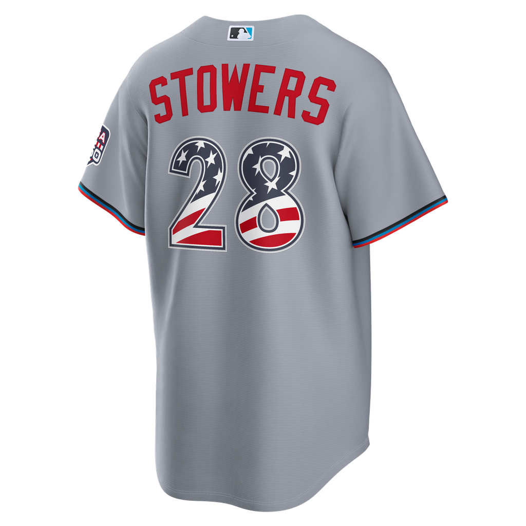Miami Marlins Kyle Stowers Nike USA 250 Fourth of July Road Stadium Jersey - Gray Team Jersey Sports Fan Apparel